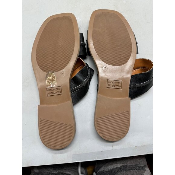 Coach & Four made in Italy Women's Black Leather Sandals Size 9 slip on READ - Picture 4 of 6